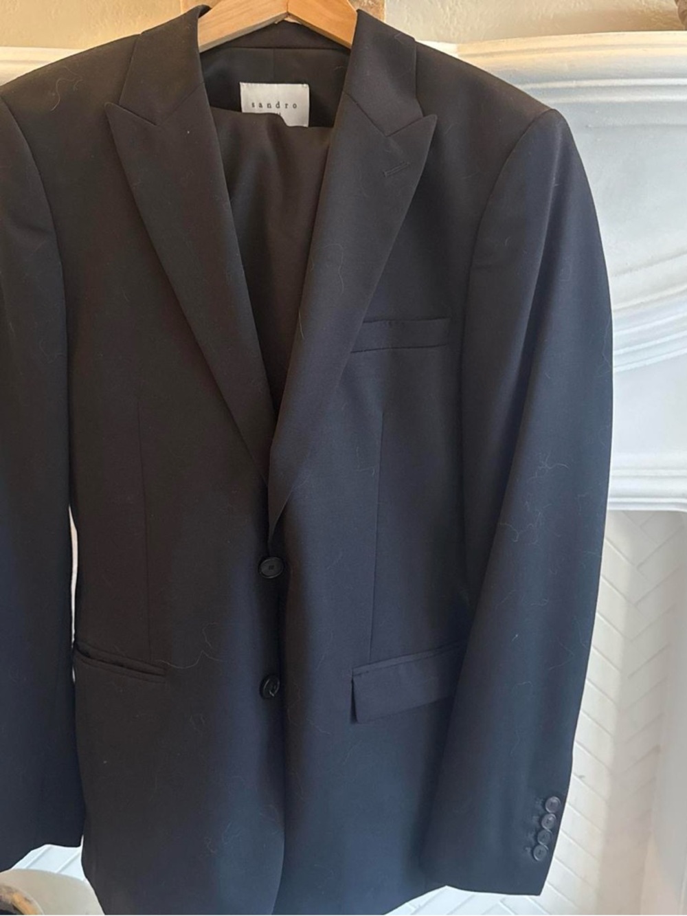 Sandro Men's Black Two-Button Single-Breasted Blazer